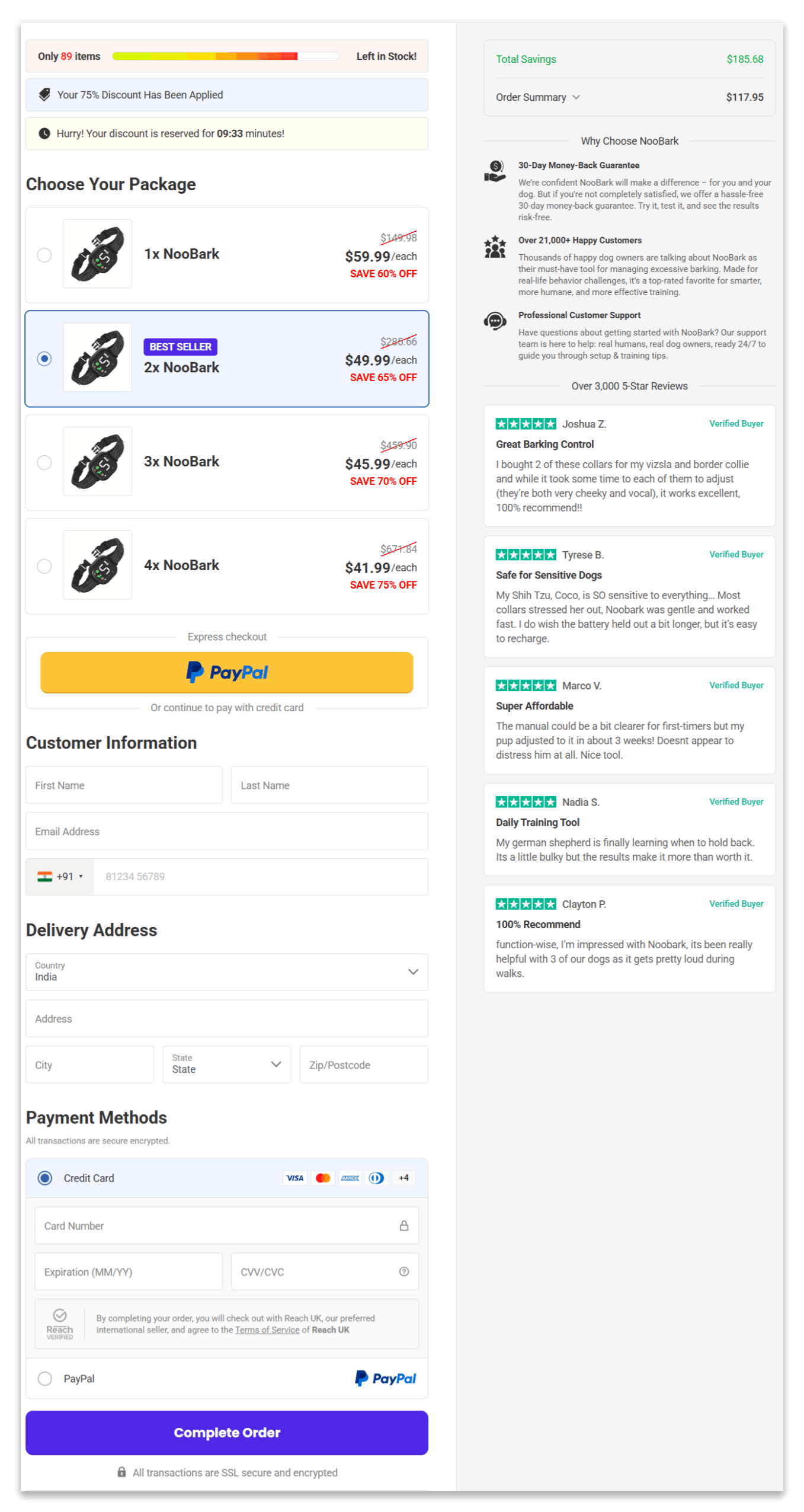 NooBark secure checkout page